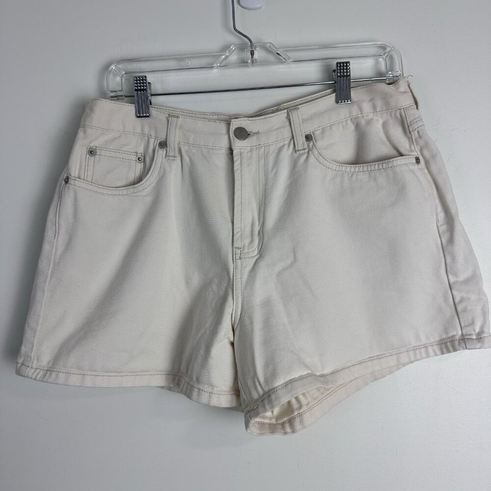 Vintage Y2K Fashion Bug Shorts Womens 14 White Denim Jean High Rise Cotton